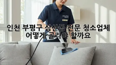 인천 부평구 삼산동 전문 청소업체, 어떻게 골라야 할까요? 🤔
